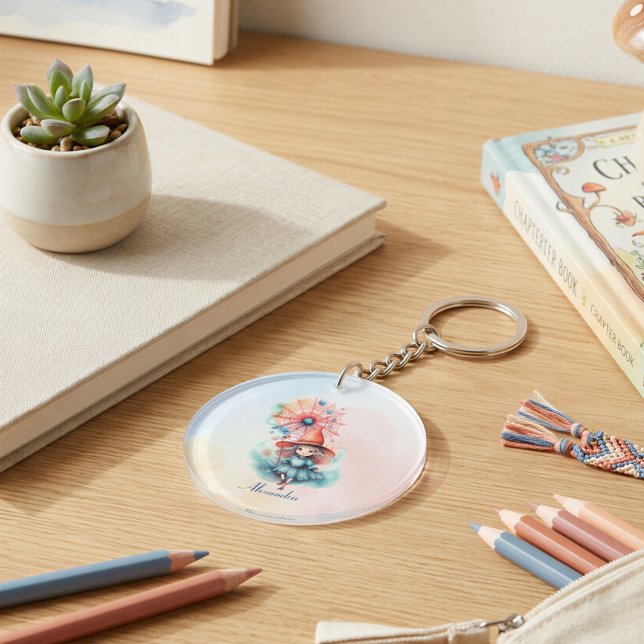 Personalised Whimsical Witch Fairy Tale Charm Key Ring (Creator Uploaded)