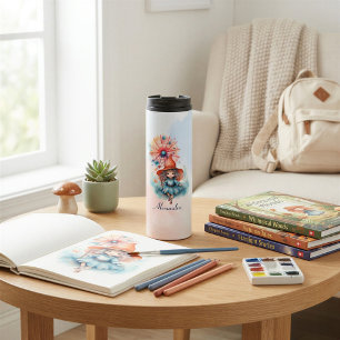 Personalised Whimsical Witch Watercolor Gift Thermal Tumbler