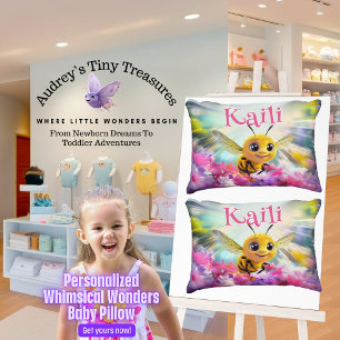 Personalised Whimsical Wonders Bee Baby Pillow