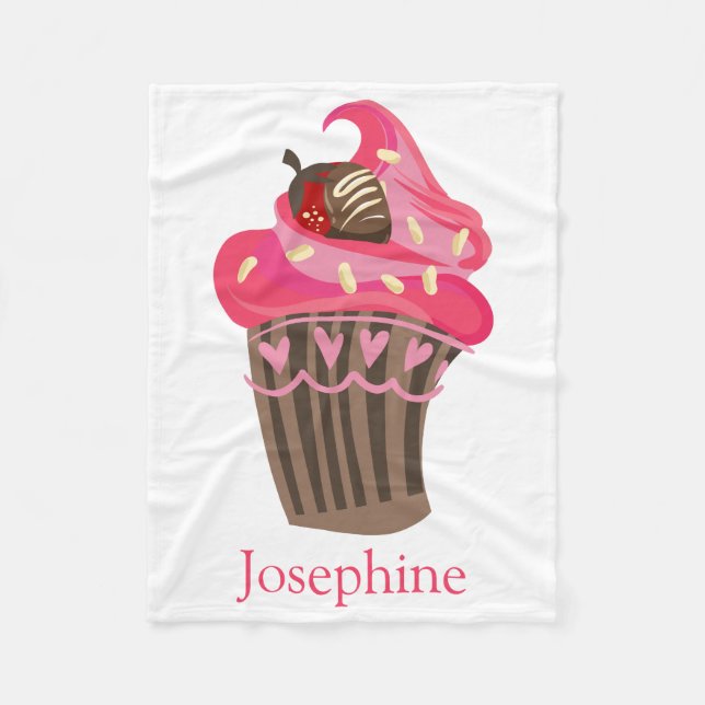 Personalised Whimsy Pink Cupcake Blanket (Front)