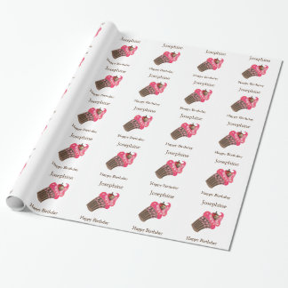 Personalised Whimsy Pink Cupcake Wrapping Paper