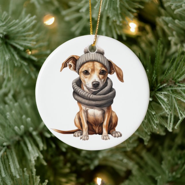 Personalised Whippet Dog Ceramic Tree Decoration (Tree)
