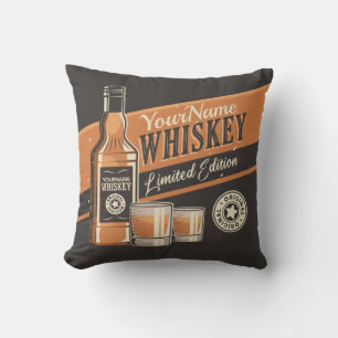 Personalised Whiskey Liquor Bottle Western Bar  Cushion