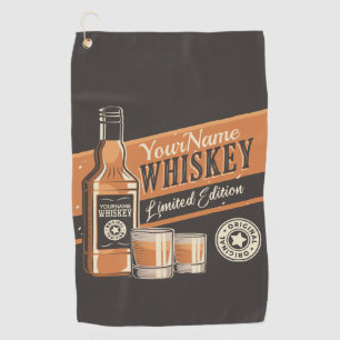 Personalised Whiskey Liquor Bottle Western Bar   Golf Towel