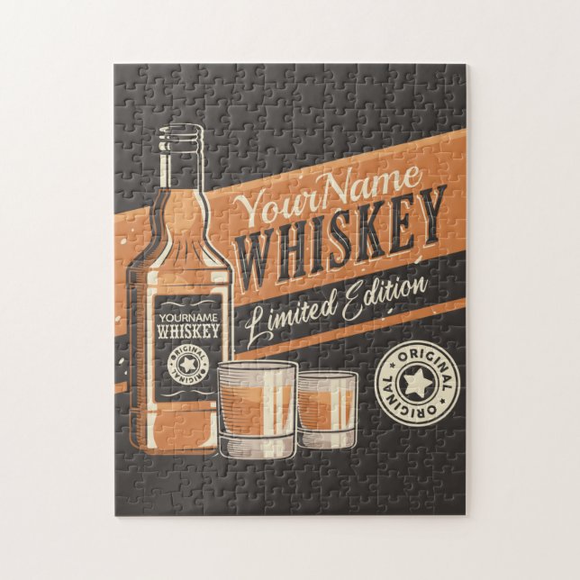 Personalised Whiskey Liquor Bottle Western Bar Jigsaw Puzzle (Vertical)