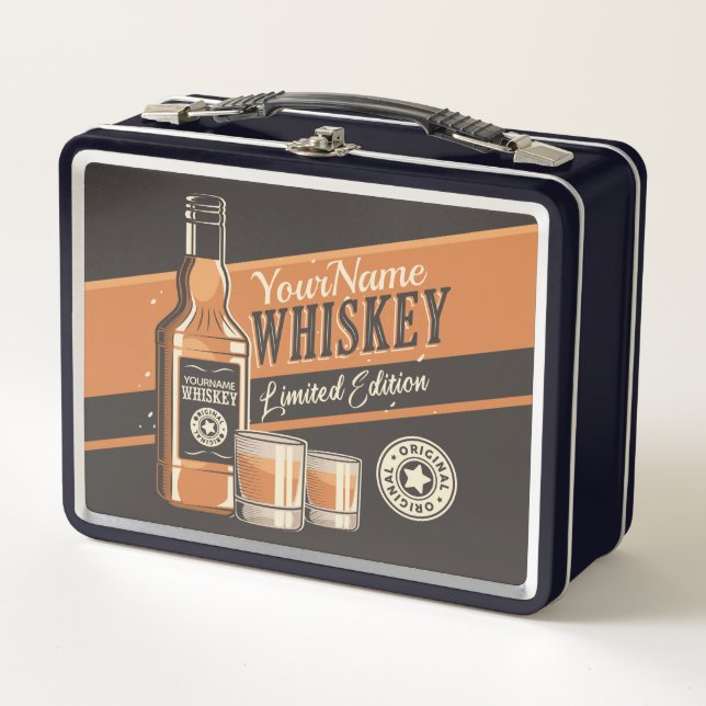 Personalised Whiskey Liquor Bottle Western Bar   Metal Lunch Box (Front)