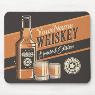 Personalised Whiskey Liquor Bottle Western Bar  Mouse Mat
