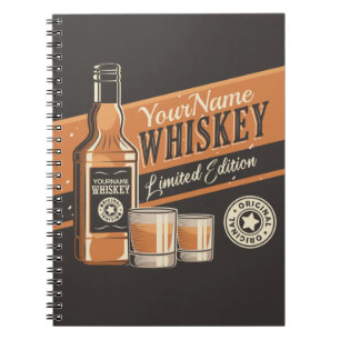 Personalised Whiskey Liquor Bottle Western Bar Notebook