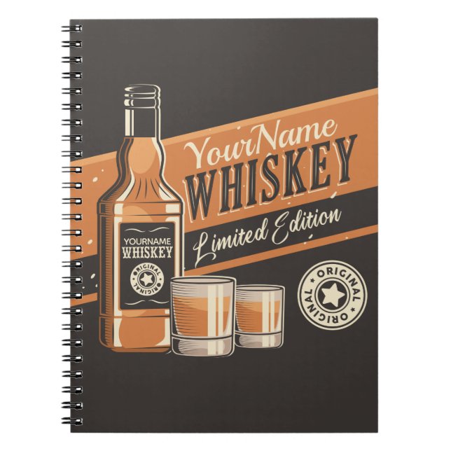 Personalised Whiskey Liquor Bottle Western Bar Notebook (Front)