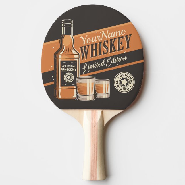 Personalised Whiskey Liquor Bottle Western Bar Ping Pong Paddle (Front)