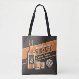 Personalised Whiskey Liquor Bottle Western Bar  Tote Bag