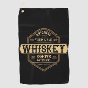 Personalised Whiskey on the Rocks Liquor Label Bar Golf Towel