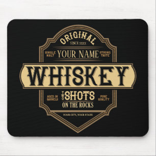 Personalised Whiskey on the Rocks Liquor Label Bar Mouse Mat
