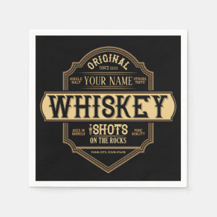 Personalised Whiskey on the Rocks Liquor Label Bar Napkin