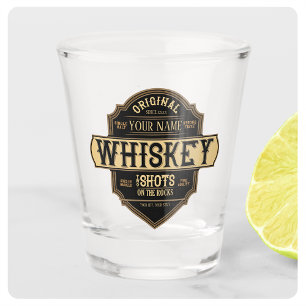 Personalised Whiskey on the Rocks Liquor Label Bar Shot Glass