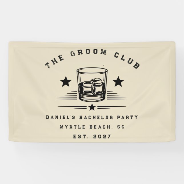 Personalised Whiskey Themed Weekend Bachelor Party Banner (Horizontal)
