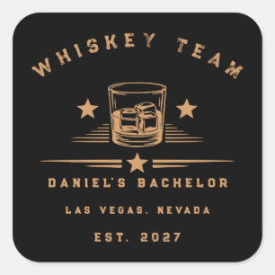 Personalised Whiskey Themed Weekend Bachelor Party Square Sticker