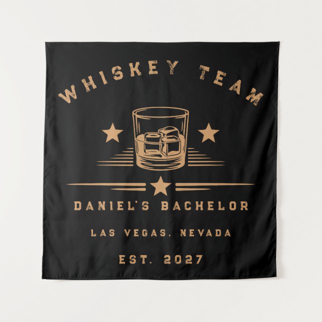 Personalised Whiskey Themed Weekend Bachelor Party Tapestry (Front)