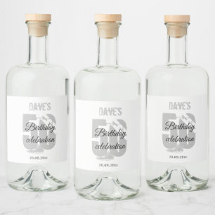 Personalised White 50th Any Age Birthday Party Liquor Bottle Label