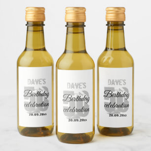 Personalised White 50th Any Birthday Party Favours Wine Label