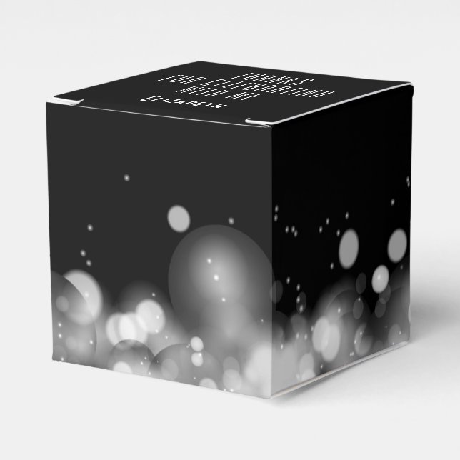 Personalised White and Black Bokeh Favour Box (Front Side)