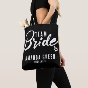 Personalised White And Black Bridesmaids Group Tot Tote Bag