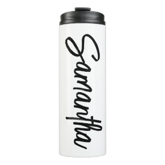 Personalised White and Black Brush Script Thermal Tumbler