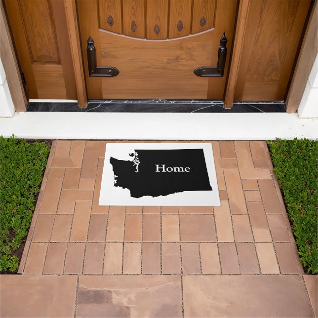 Personalised White and Black Washington Doormat (Outdoor)