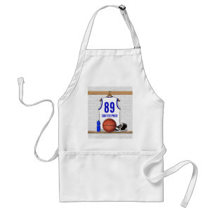 Personalised White and Blue Basketball Jersey Standard Apron