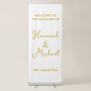 Personalised White and Gold Minimalist Welcome to Retractable Banner