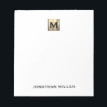 Personalised White and Gold Monogram Notepad<br><div class="desc">Make a statement with this elegant personalised white notepad featuring a brushed metallic gold monogram initial and name in classic block typography. Perfect for taking notes, making to-do lists, or writing down your thoughts, this notepad is a must-have for anyone who values style and functionality. Whether it's for yourself or...</div>