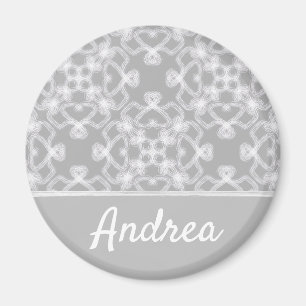 Personalised white and grey pattern magnet