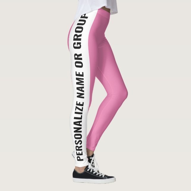 Personalised White And Pink trendy girly Leggings (Right)
