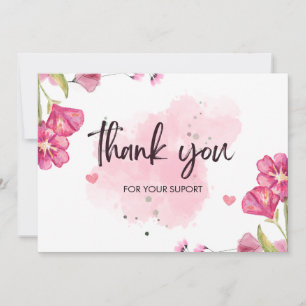 Personalised White and Pink Watercolor Brush Thank You Card