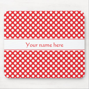 Personalised White and Red Polka Dot Mouse Mat
