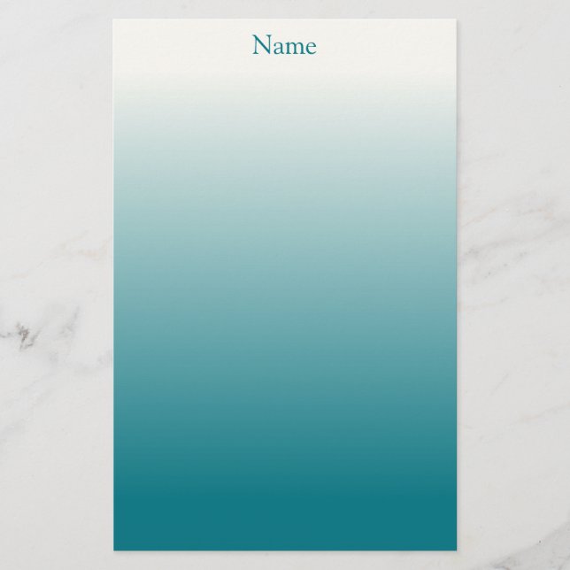 Personalised White and Teal Ombre Stationery (Front)