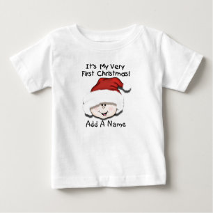 Personalised White Baby 1st Christmas Tshirt