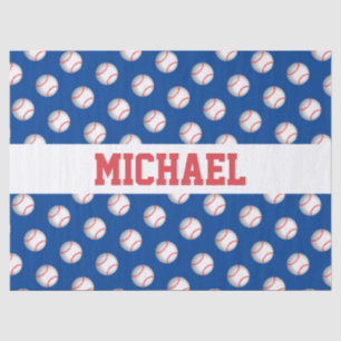 Personalised White Baseball Red Stitching Tissue Paper