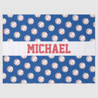 Personalised White Baseball Red Stitching Tissue Paper