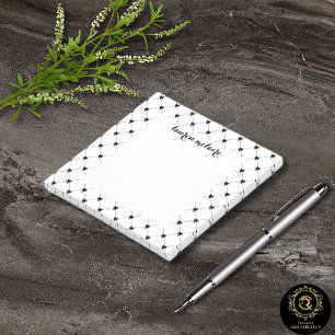 Personalised White & Black Bow Script Post-it Notes
