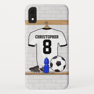 Personalised White Black Football Soccer Jersey iPhone XR Case