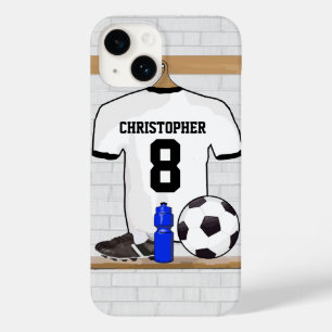 Personalised White Black Football Soccer Jersey Case-Mate iPhone 14 Case