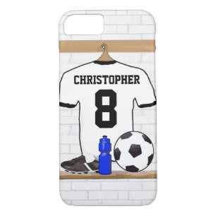 Personalised White Black Football Soccer Jersey iPhone 8/7 Case