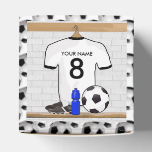 Personalised White Black Football Soccer Jersey Favour Box