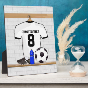 Personalised White Black Football Soccer Jersey Plaque