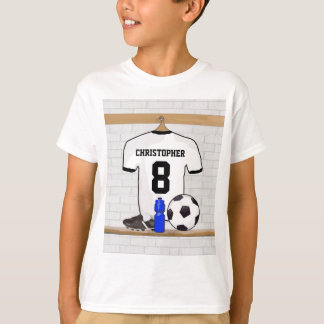 Personalised White Black Football Soccer Jersey T-Shirt
