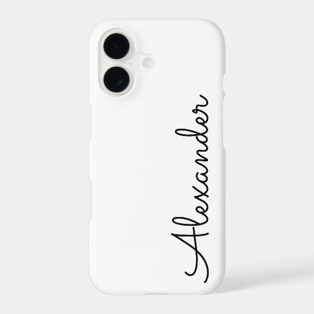 Personalised White Black Handwritten Name BUDGET iPhone Case (Back)
