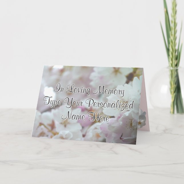 Personalised White Blossom Card Memorial Card (Front)