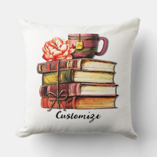 Personalised White Books And Tea Cushion