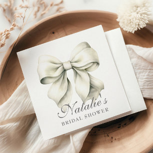 Personalised White Bow Bridal Shower Fancy Napkin